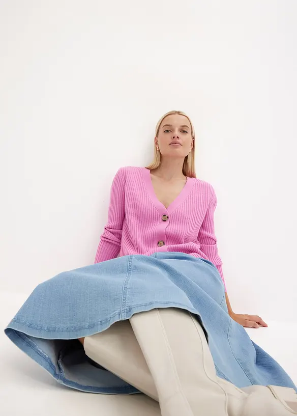 Gilet en maille c&ocirc;tel&eacute;e, bonprix