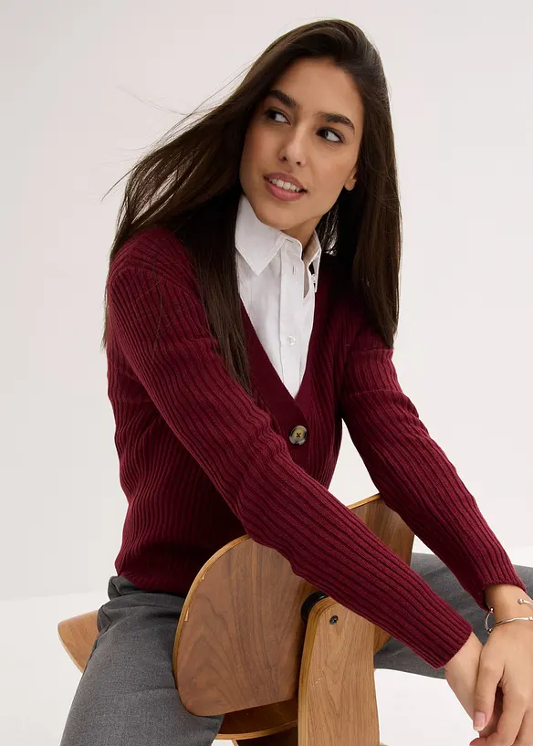 Gilet en maille côtelée, bonprix