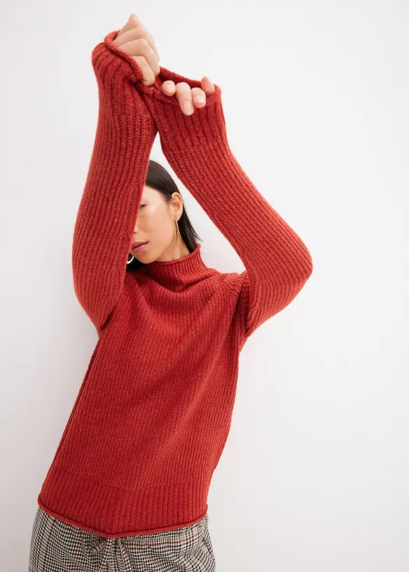 Pull en maille à col montant, bonprix