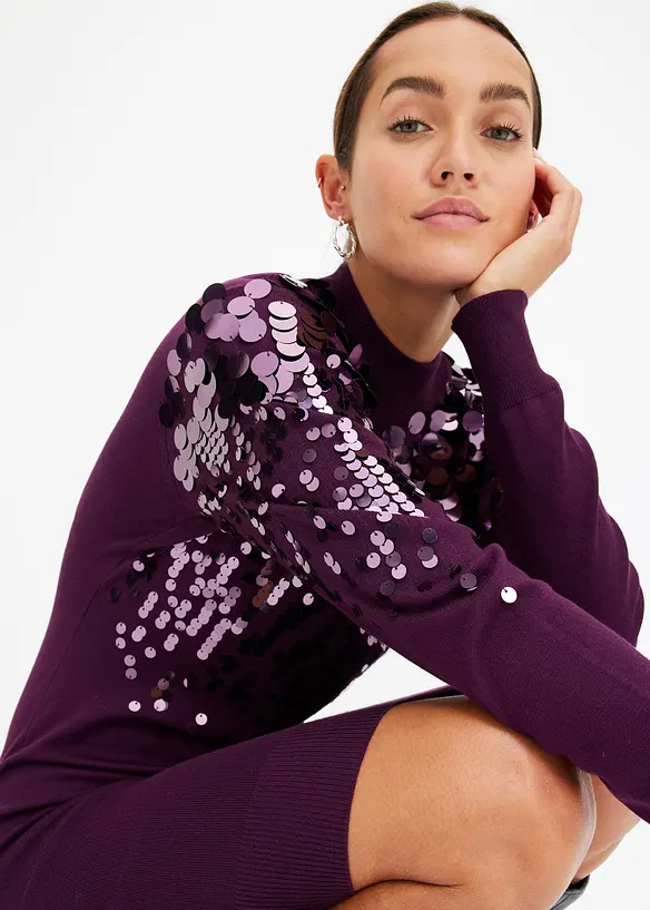 Robe en maille avec sequins sur le haut, bonprix