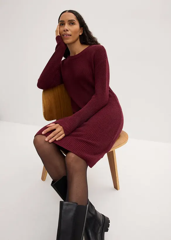 Robe oversize en maille côtelée, bonprix