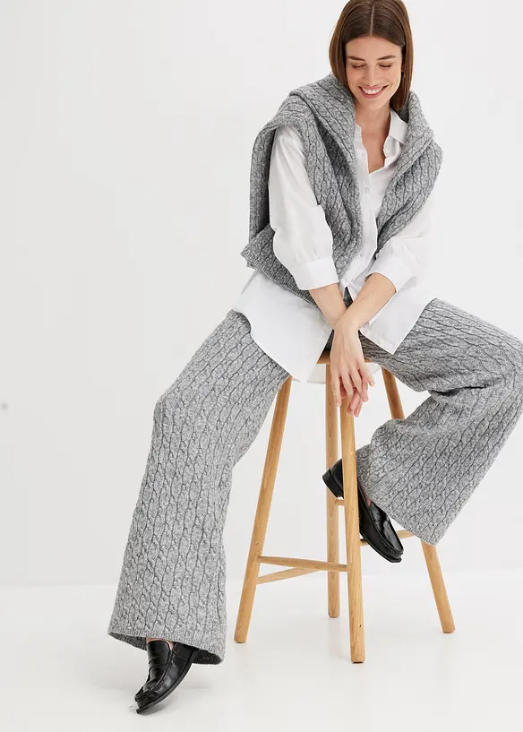 Pantalon en maille torsadée, bonprix