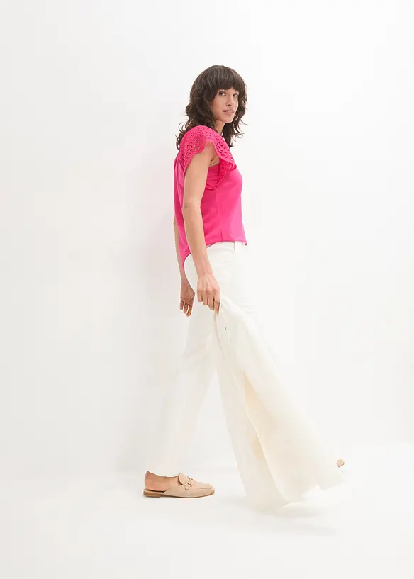 T-shirt &agrave; broderies anglaises, bonprix