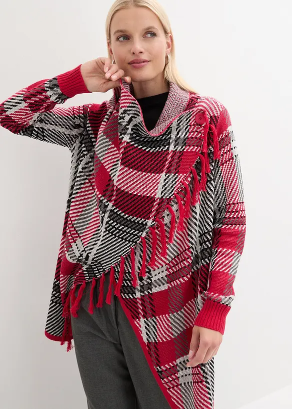 Gilet long en maille à franges, bonprix