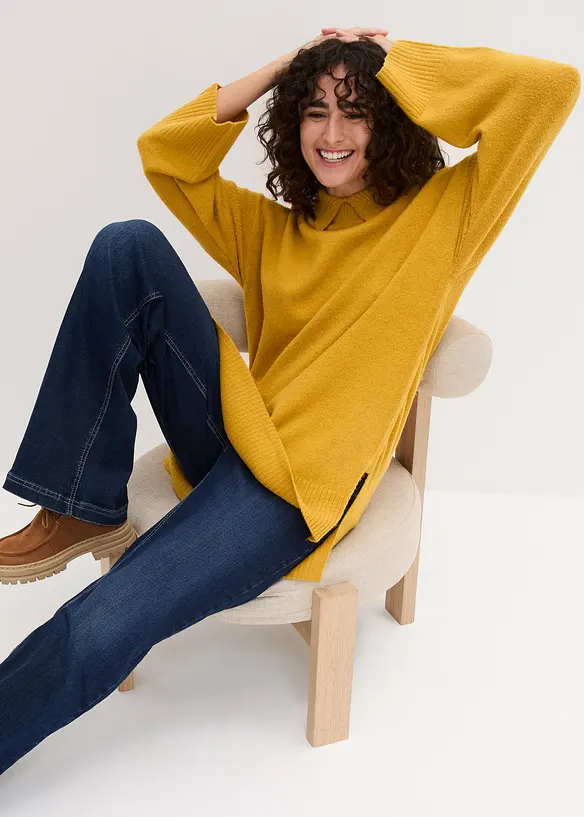 Pull oversize à col roulé ouvert et fentes latérales, bonprix