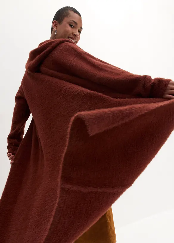 Long gilet en maille duveteuse, bonprix