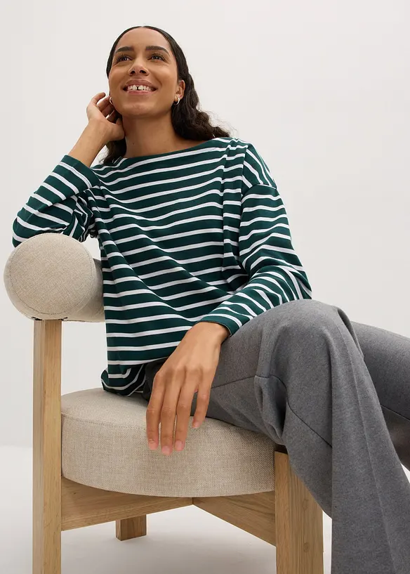 Lot de 2 T-shirts manches longues 100% coton, bonprix