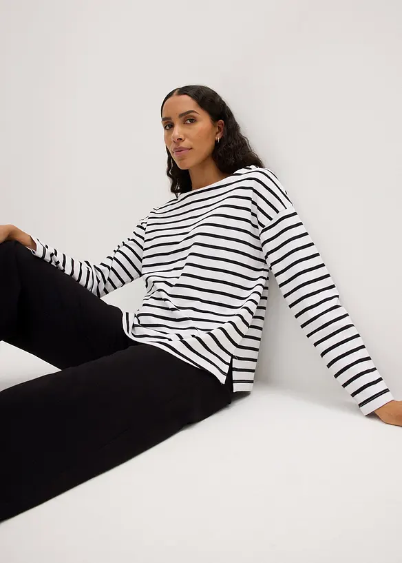 Lot de 2 T-shirts manches longues 100% coton, bonprix