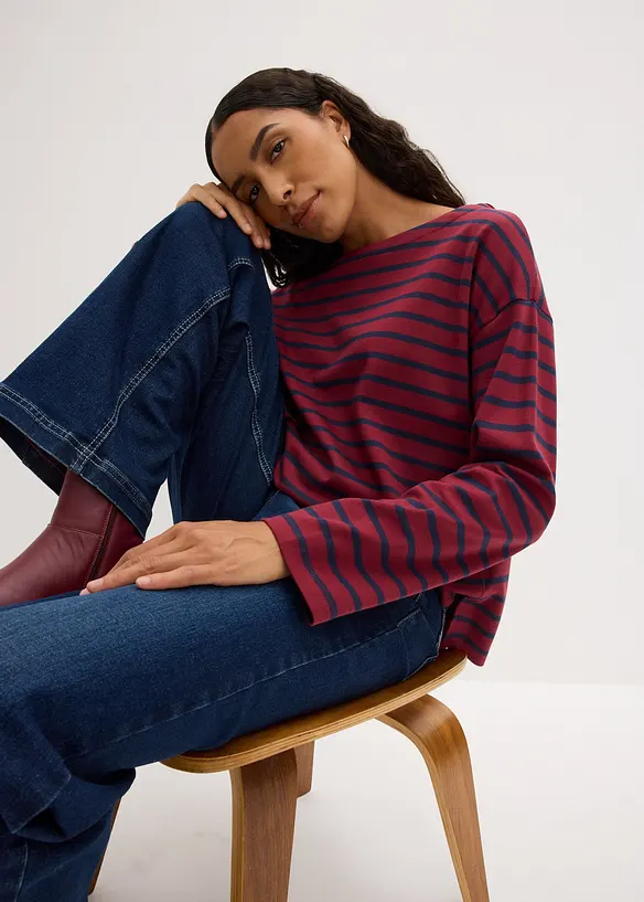 Lot de 2 T-shirts manches longues 100% coton, bonprix