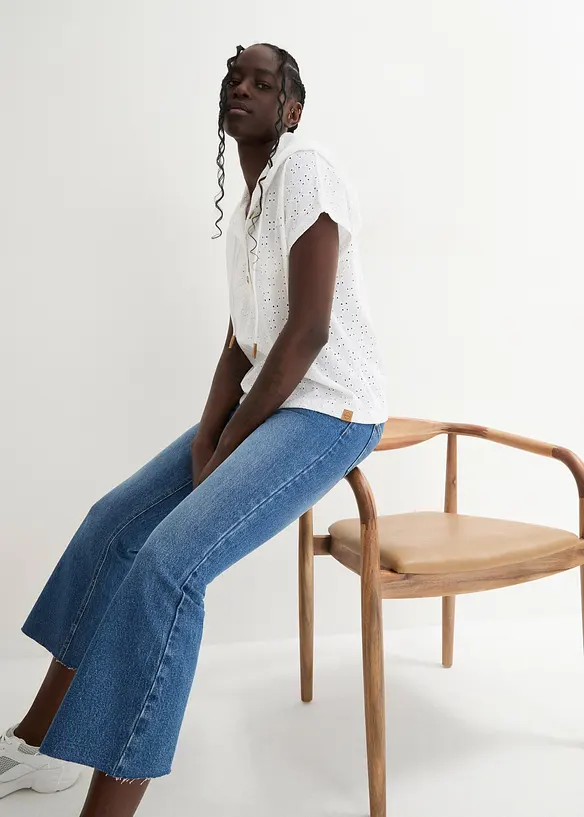 T-shirt col Henley à capuche, bonprix