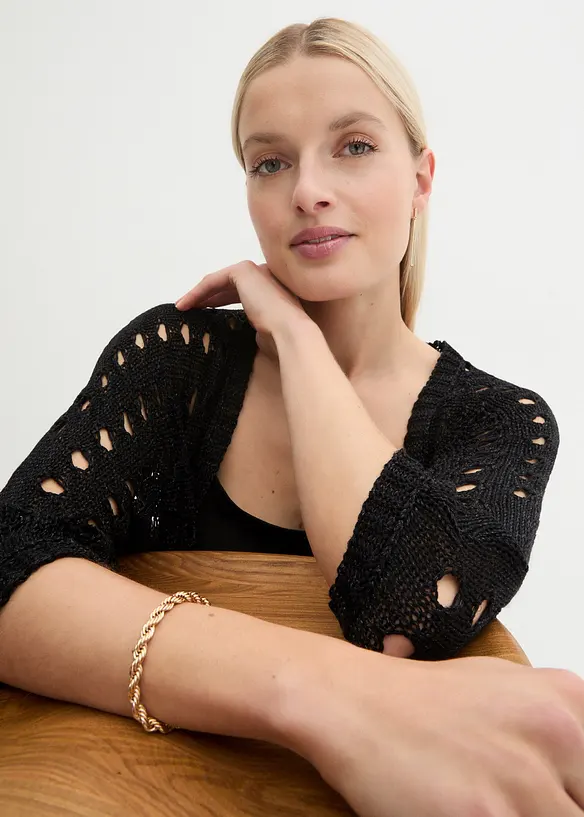 Gilet en maille ajourée avec fil brillant, bonprix