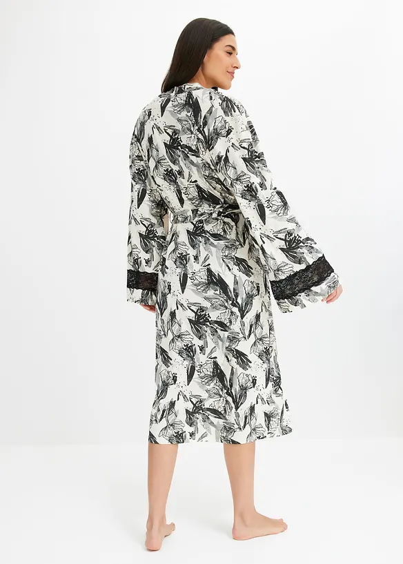 Peignoir kimono doux en viscose mélangée, bonprix