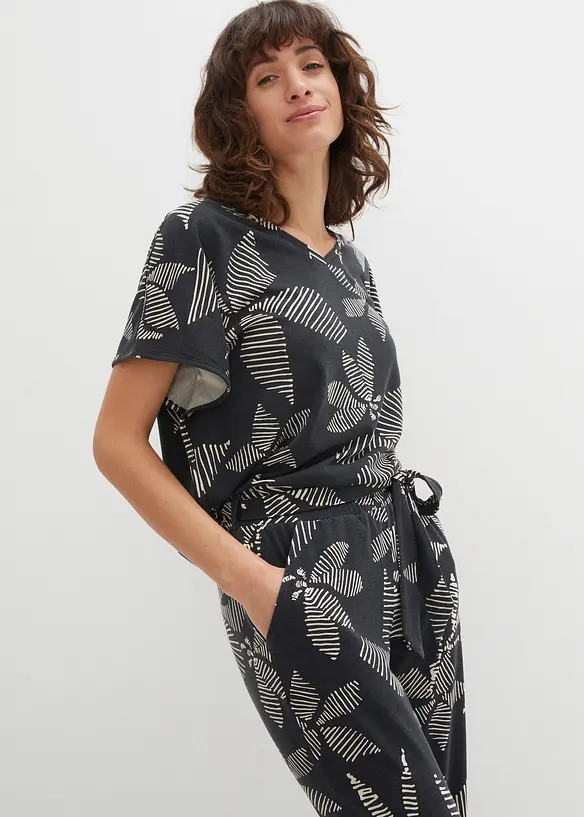 Pantalon taille élastiquée avec lien à nouer, bonprix