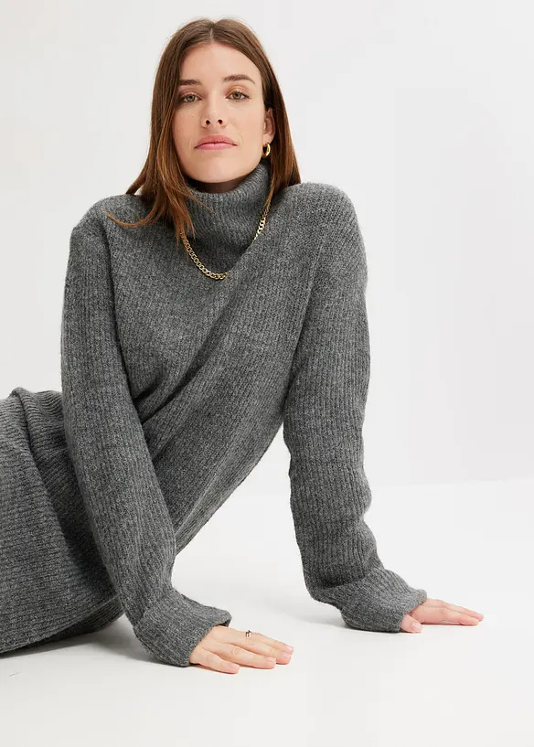 Robe en maille c&ocirc;tel&eacute;e, bonprix