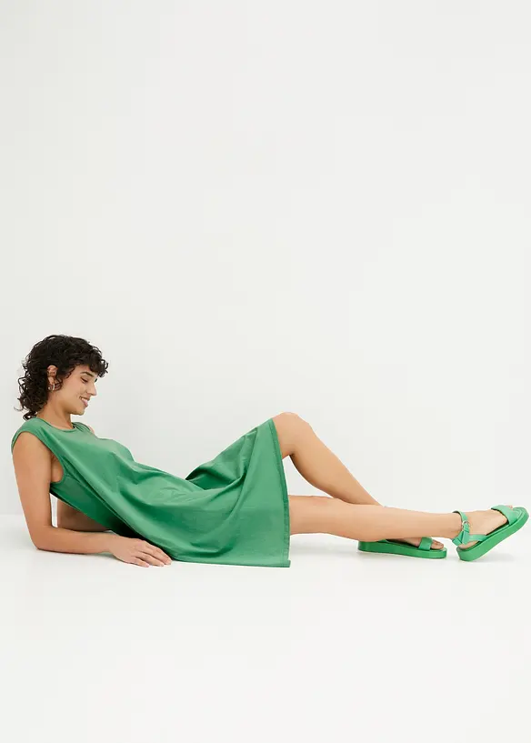 Robe trapèze courte en jersey, sans manches, bonprix