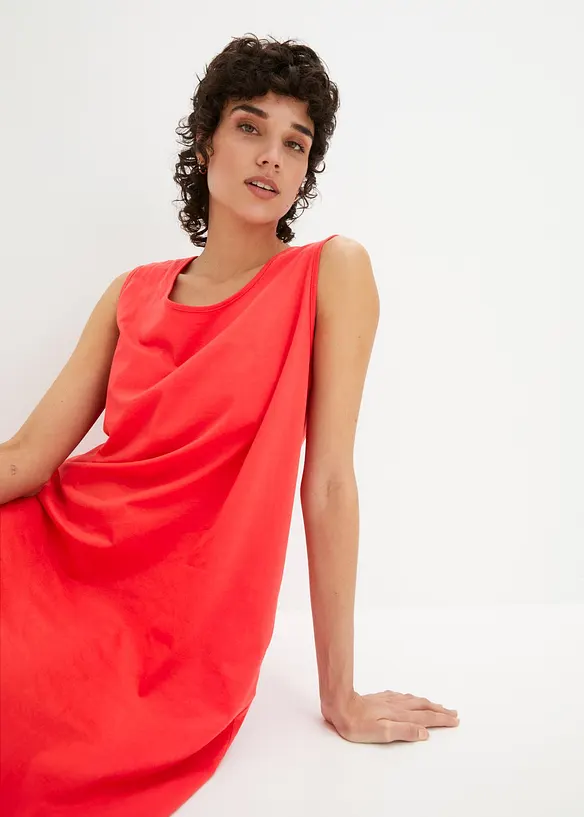 Robe trap&egrave;ze courte en jersey, sans manches, bonprix