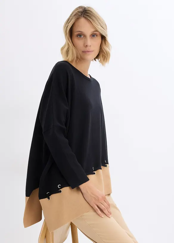 Pull poncho en fine maille, bonprix