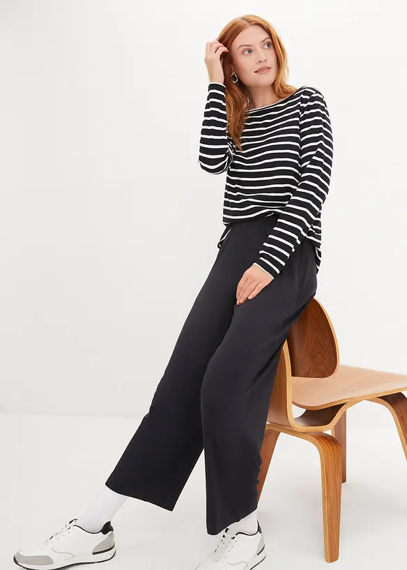 Lot de 2 pantalons 7/8 en jersey à taille haute, bonprix