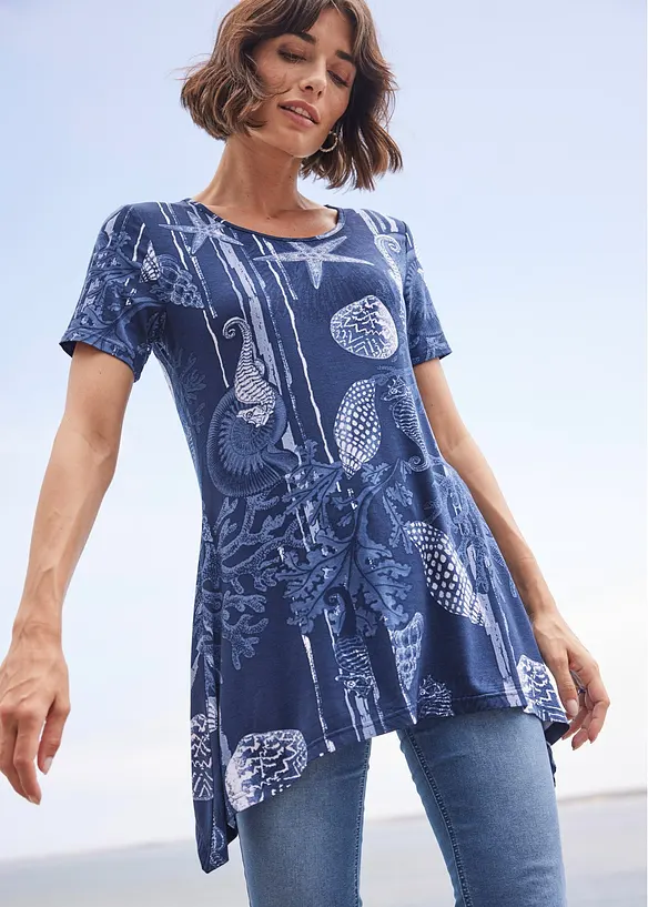 T-shirt long en viscose extensible, bonprix