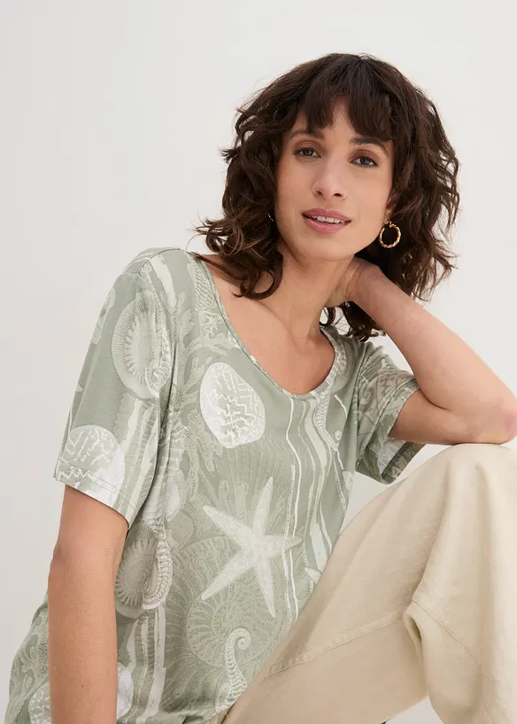 T-shirt long en viscose extensible, bonprix