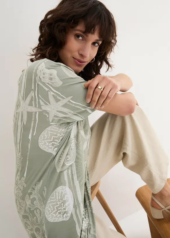 T-shirt long en viscose extensible, bonprix