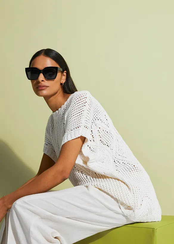 Top en maille ajourée, bonprix