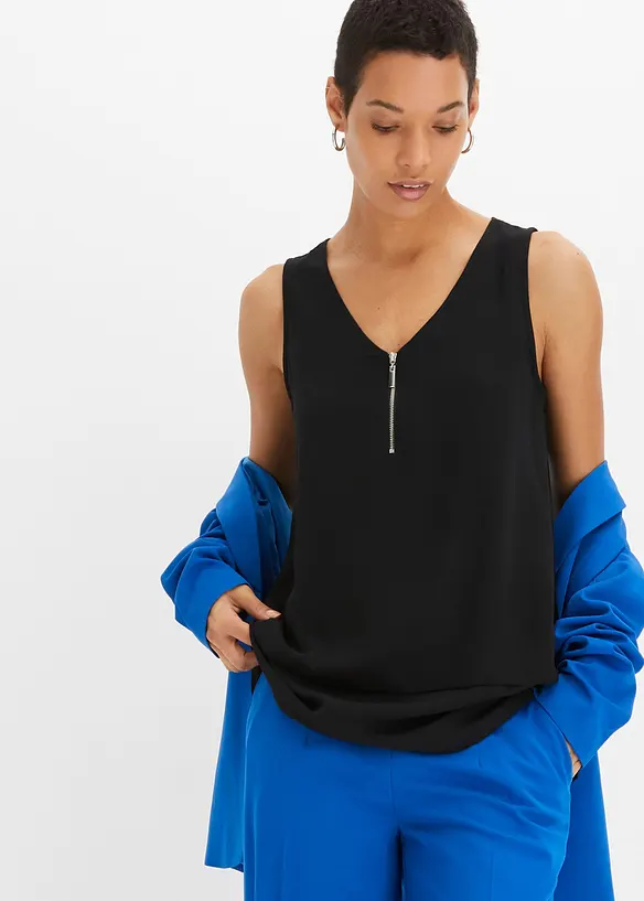Top en viscose à encolure zippée, bonprix