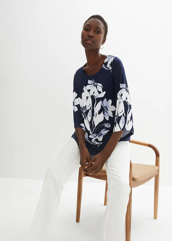 T-shirt tunique &agrave; motif floral, bonprix