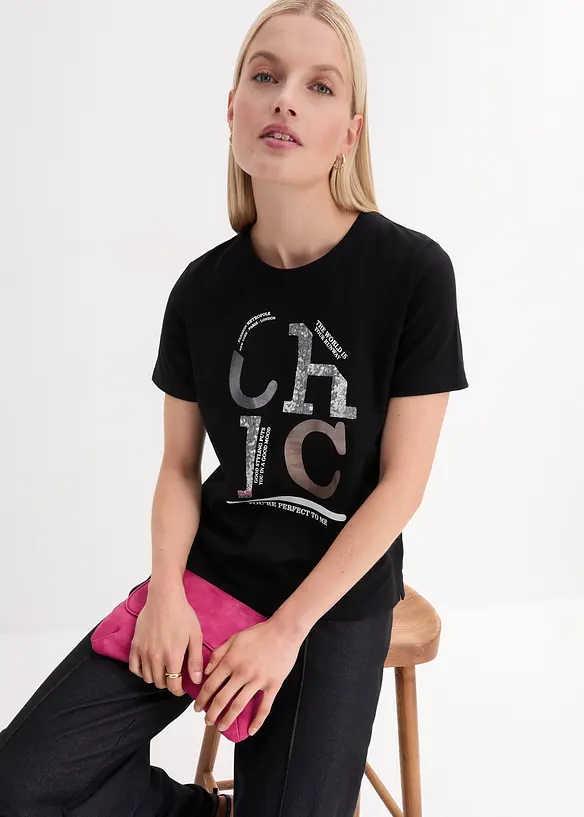 T-shirt avec imprim&eacute; brillant, bonprix