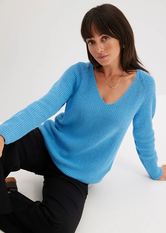 Pull c&ocirc;tel&eacute; 100% coton, bonprix