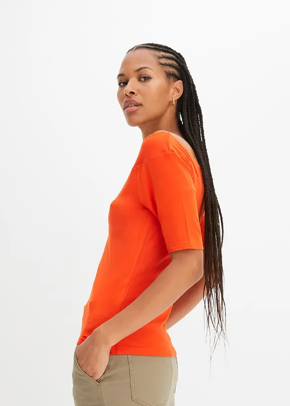 T-shirt encolure Bardot en viscose extensible, bonprix