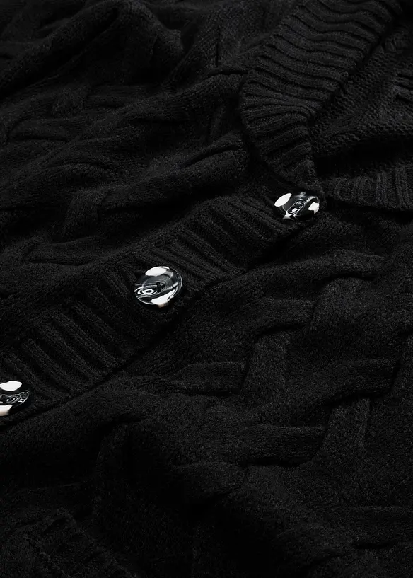 Gilet en maille à col châle et motif torsadé, bonprix