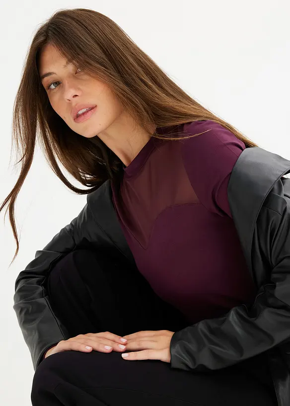 T-shirt manches longues avec mesh, bonprix