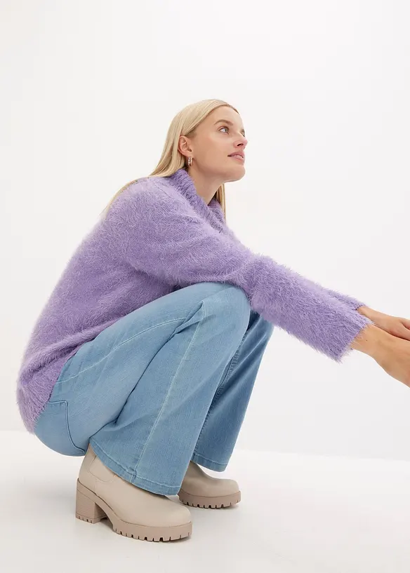 Pull col roulé en maille poilue, bonprix