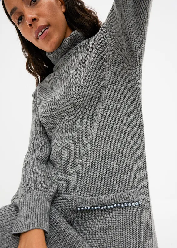 Robe en maille rehaussée de perles appliquées, bonprix