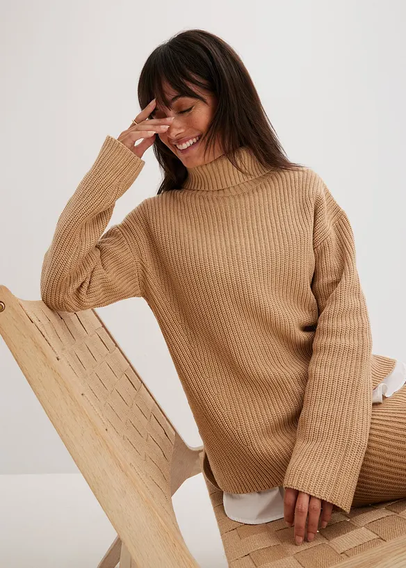 Pull col roulé 100% coton, bonprix