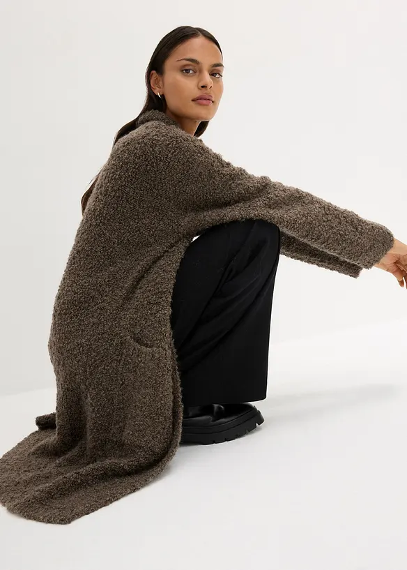 Gilet en maille en laine boucl&eacute;e, bonprix