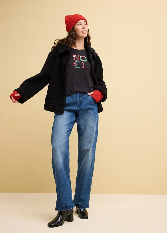 Jean large, taille haute et élastiquée, bonprix