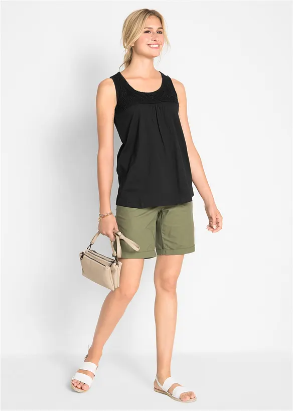 Top coton à dentelle, bonprix