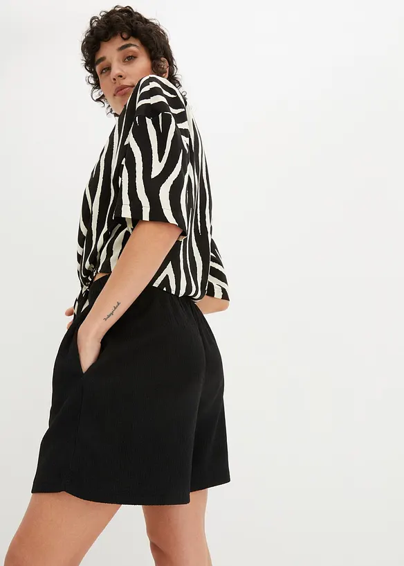 Short en jersey texturé à taille haute élastiquée, bonprix