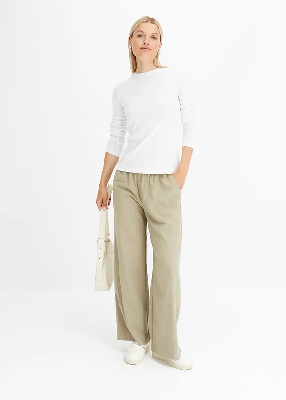 Pantalon palazzo aspect laine, bonprix