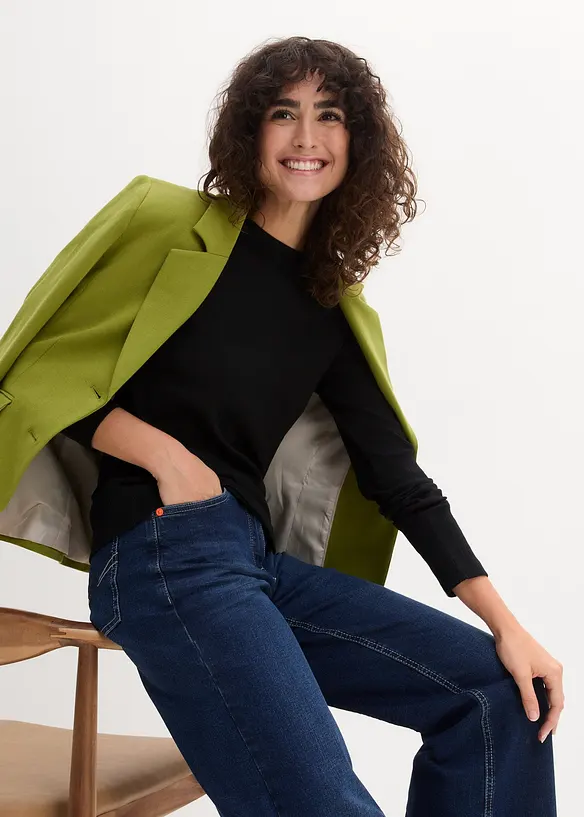 T-shirt côtelé manches longues 100 % coton, bonprix