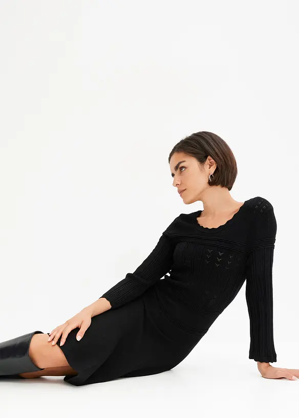 Robe en maille ajourée, bonprix