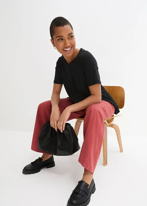 T-shirt évasé, manches courtes, bonprix