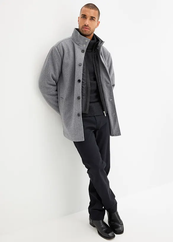 Veste d’hiver aspect laine avec empiècement coupe-vent, bonprix