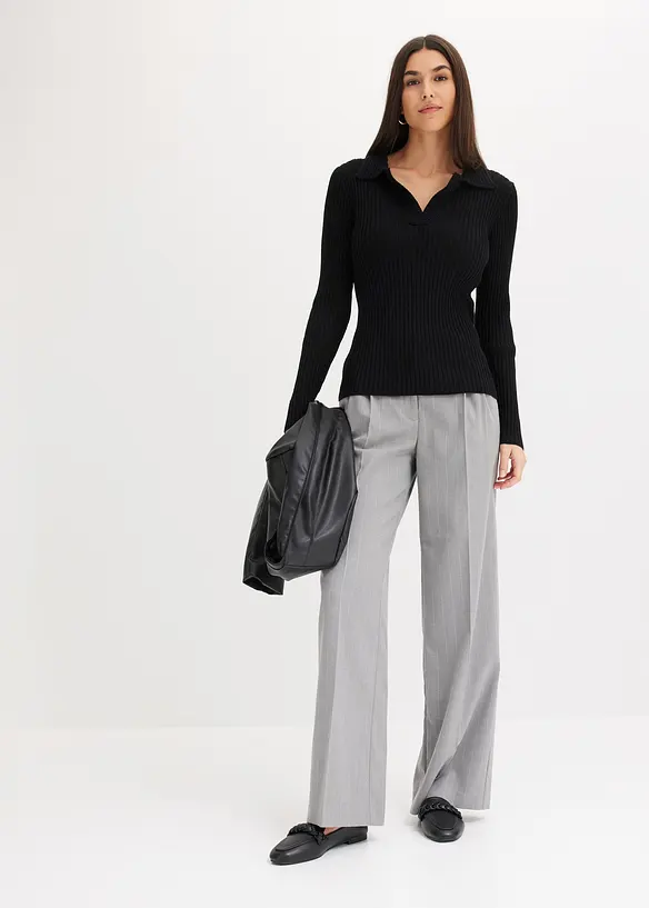 Pantalon large à pinces et rayures tennis, bonprix