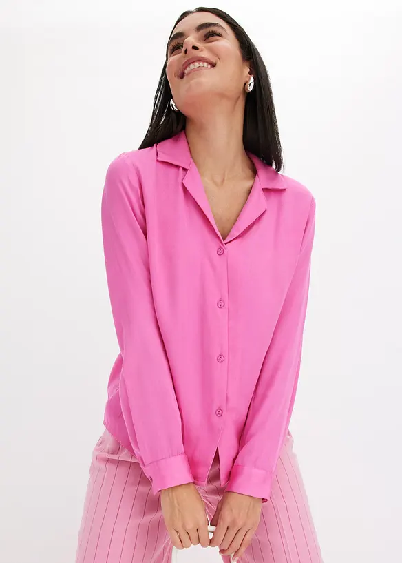 Chemisier en satin &agrave; col revers, bonprix