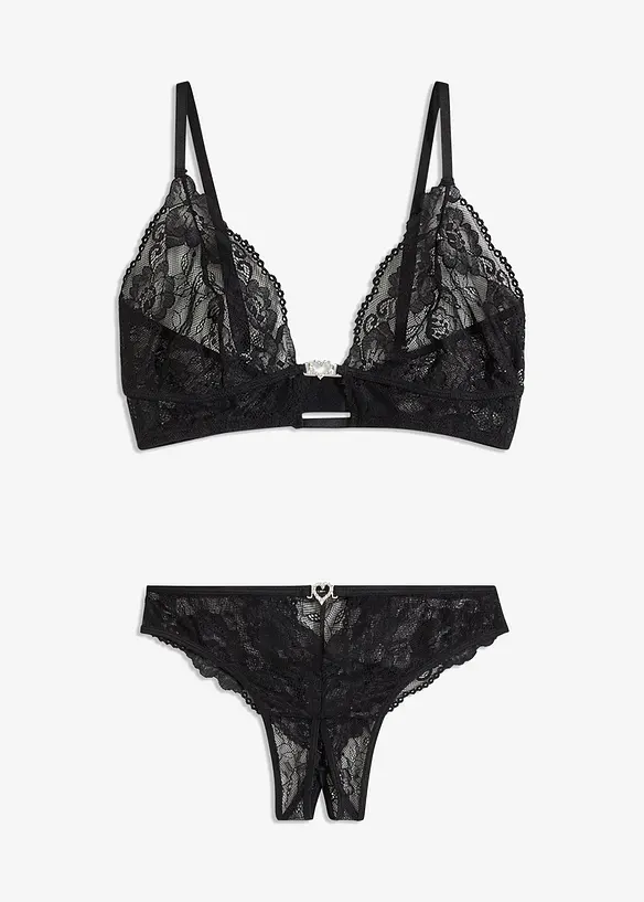 Ensemble soutien-gorge brassière et string ouvert, bonprix