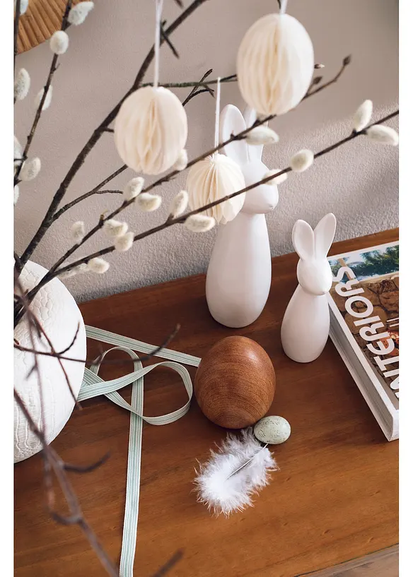 Objet déco Lot de 3 œufs de Pâques aspect bois, bonprix