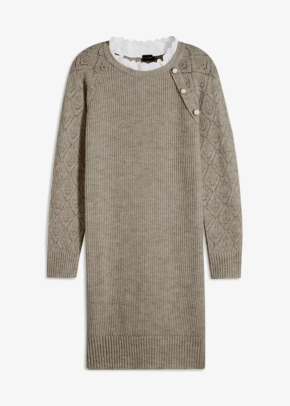 Robe en maille rehauss&eacute;e de boutons d&eacute;coratifs, bonprix